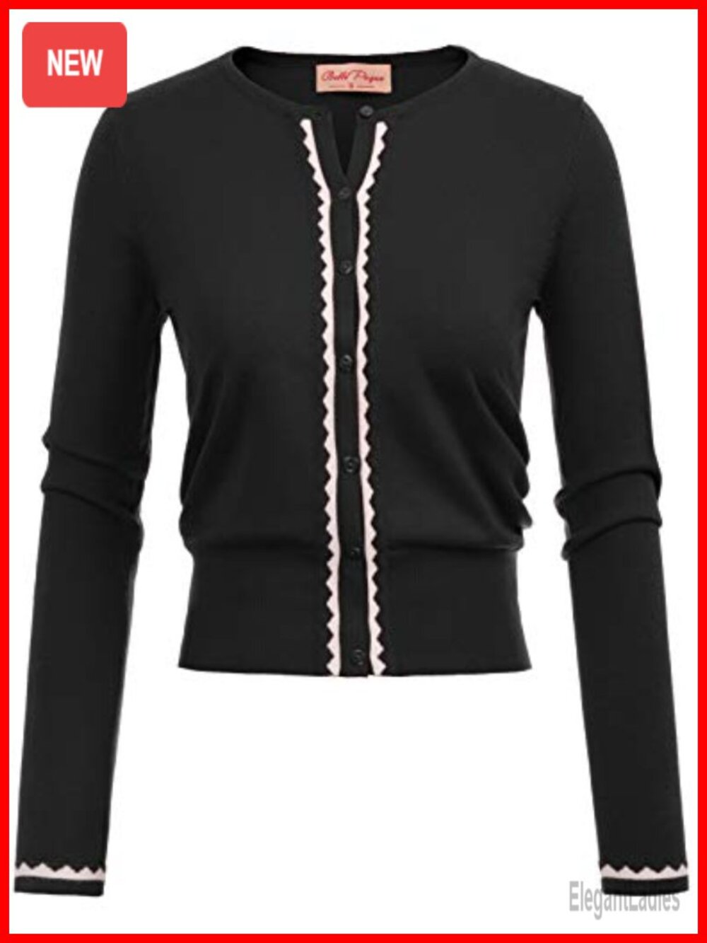 Long Sleeve Crew Neck Knit Cardigan with Button Closure